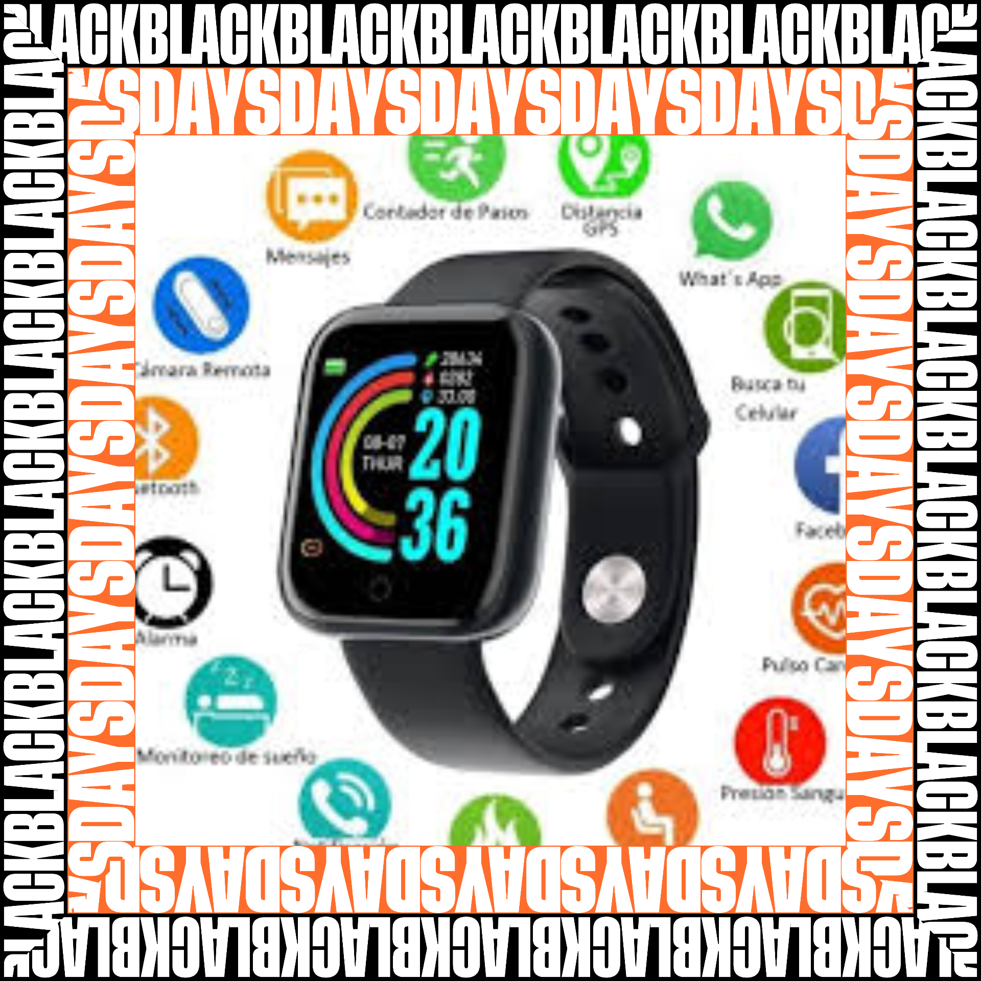 SMART WATCH INTELIGENTE Y68 BLACK DAYS COLOR DEL RELOJ